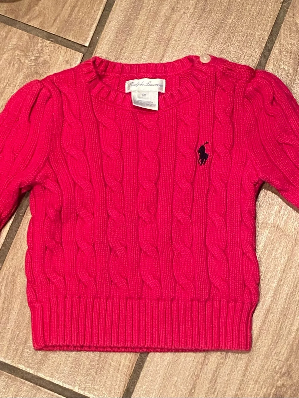 Kids’ Ralph Lauren cable knit purple and raspberry pink cotton sweater lot 6 mo.